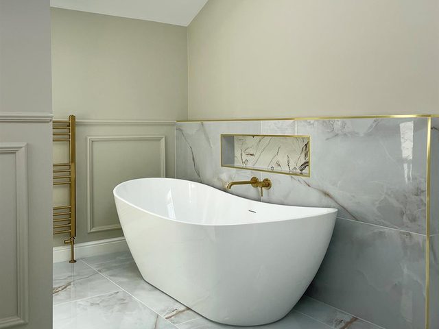 Freestanding bath in a newly renovated bathroom
